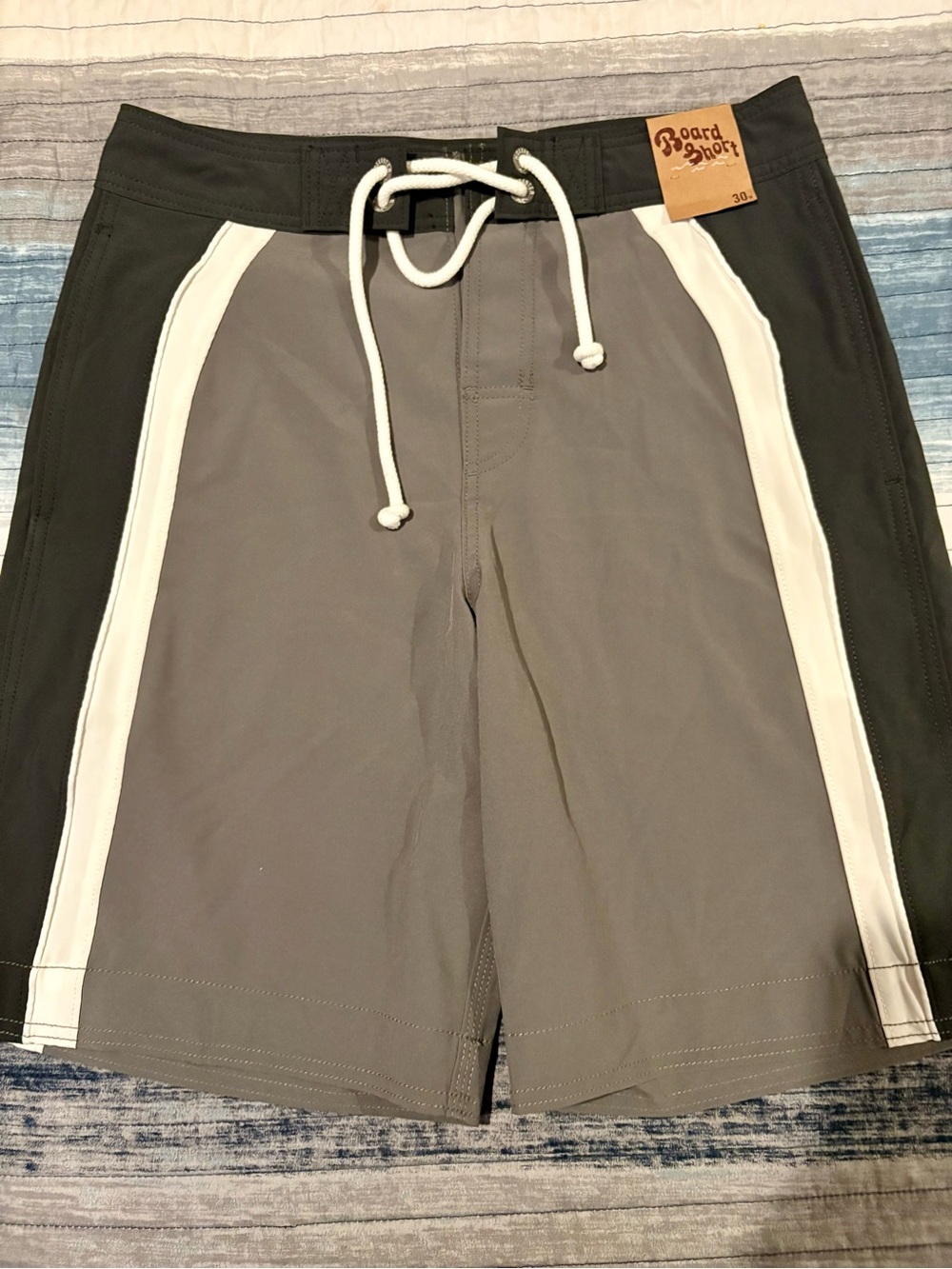 Hollister Gray & Black Boardshorts with White Trim